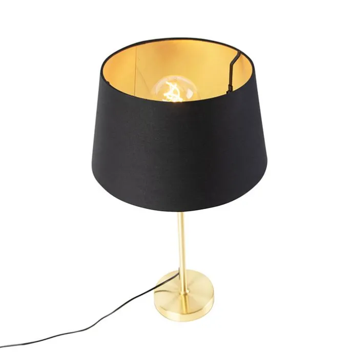 Tischlampe Gold / Messing mit Schirm schwarz mit Gold 32 cm - Parte