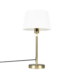 Tischlampe Gold / Messing mit Lampenschirm weiß 25 cm verstellbar - Parte