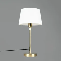Tischlampe Gold / Messing mit Lampenschirm weiß 25 cm verstellbar - Parte