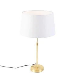 Tischlampe Gold / Messing mit Leinenschirm weiß 35 cm - Parte