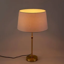 Tischlampe Gold / Messing mit Leinenschirm weiß 35 cm - Parte