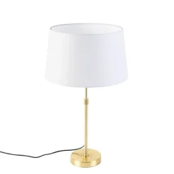 Tischlampe Gold / Messing mit Leinenschirm weiß 35 cm - Parte