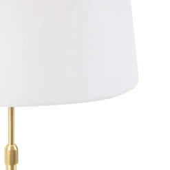 Tischlampe Gold / Messing mit Leinenschirm weiß 35 cm - Parte