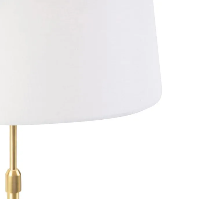 Tischlampe Gold / Messing mit Leinenschirm weiß 35 cm - Parte