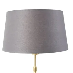 Tischlampe Gold / Messing mit Leinenschirm grau 35 cm - Parte