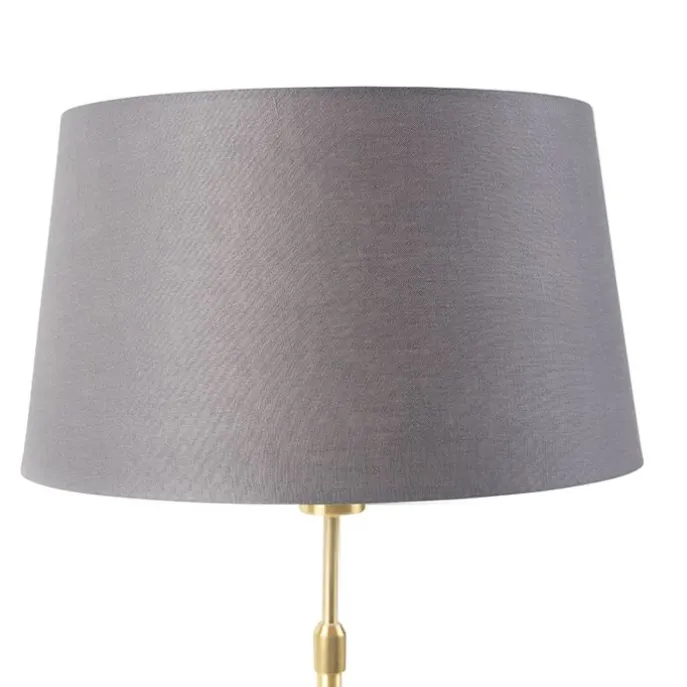 Tischlampe Gold / Messing mit Leinenschirm grau 35 cm - Parte