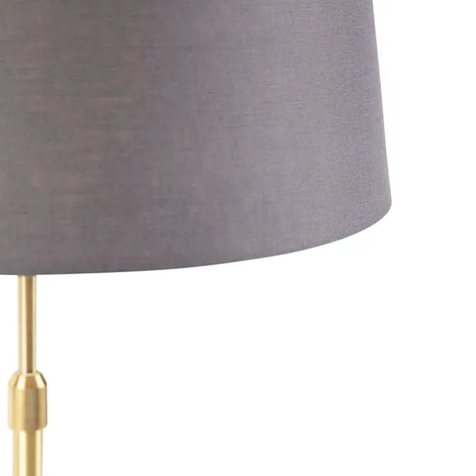Tischlampe Gold / Messing mit Leinenschirm grau 35 cm - Parte
