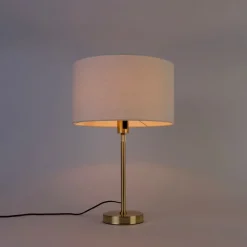 Tischlampe gold verstellbar mit Schirm weiß 35 cm - Parte