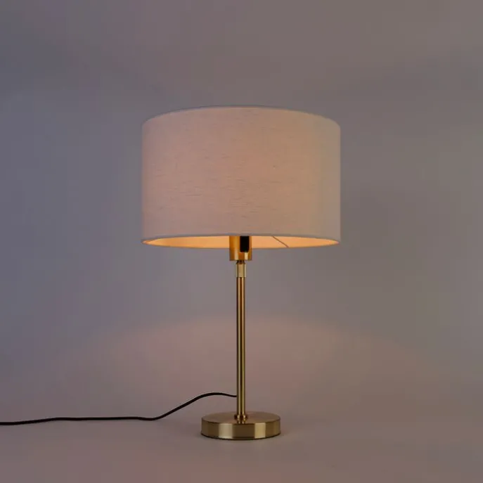 Tischlampe gold verstellbar mit Schirm weiß 35 cm - Parte