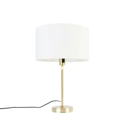 Tischlampe gold verstellbar mit Schirm weiß 35 cm - Parte