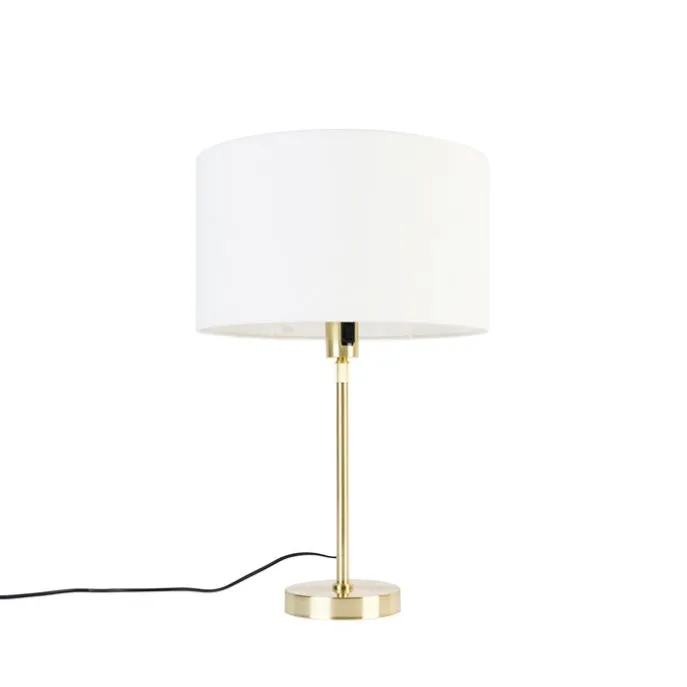 Tischlampe gold verstellbar mit Schirm weiß 35 cm - Parte