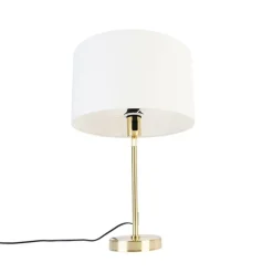Tischlampe gold verstellbar mit Schirm weiß 35 cm - Parte