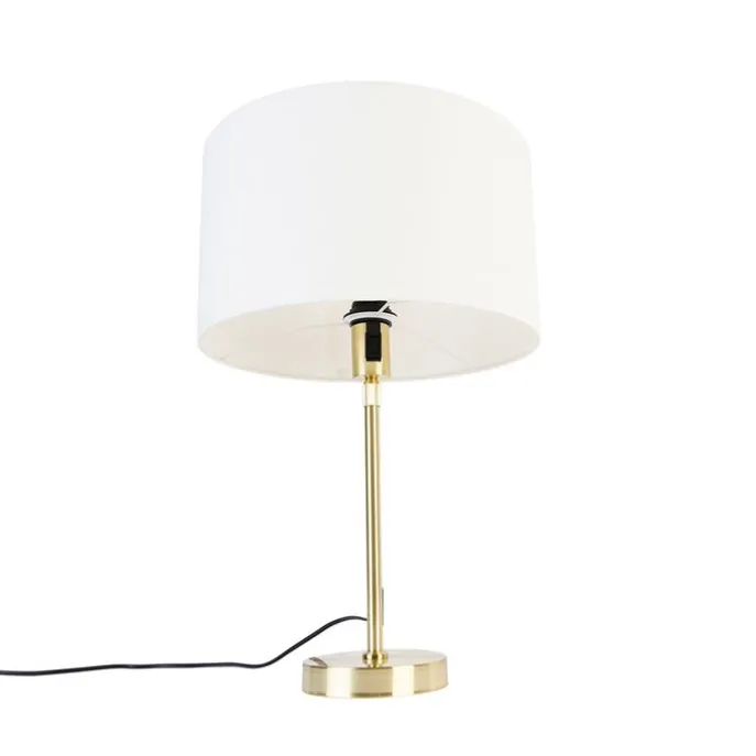 Tischlampe gold verstellbar mit Schirm weiß 35 cm - Parte