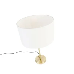 Tischlampe gold verstellbar mit Schirm weiß 35 cm - Parte