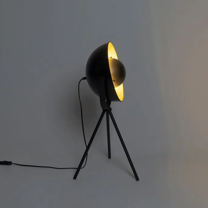 Tischlampe schwarz mit Gold 63,3 cm Stativ verstellbar - Magnax