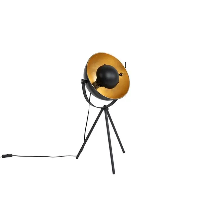 Tischlampe schwarz mit Gold 63,3 cm Stativ verstellbar - Magnax