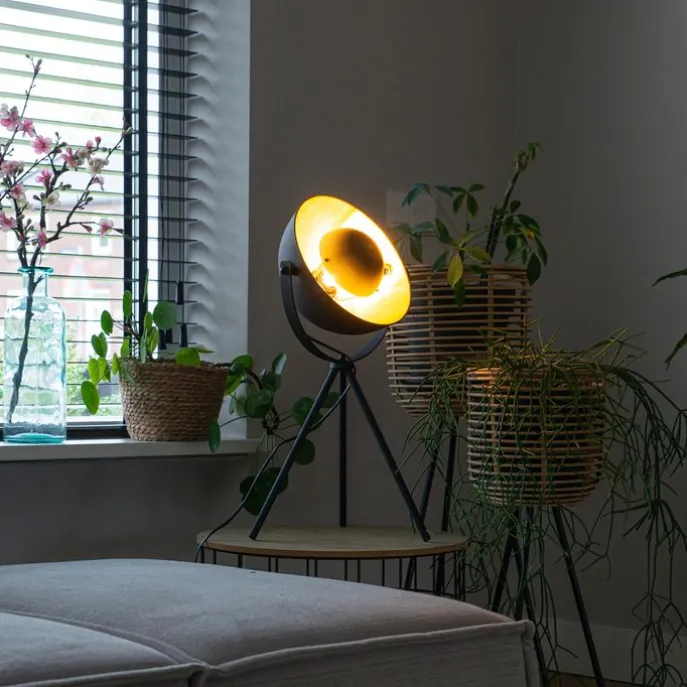 Tischlampe schwarz mit Gold 63,3 cm Stativ verstellbar - Magnax