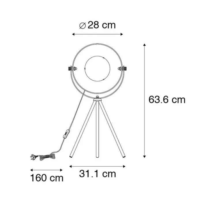 Tischlampe schwarz mit Gold 63,3 cm Stativ verstellbar - Magnax