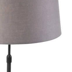 Tischlampe schwarz mit Leinenschirm grau 35 cm verstellbar - Parte