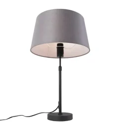 Tischlampe schwarz mit Leinenschirm grau 35 cm verstellbar - Parte
