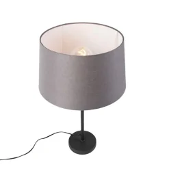 Tischlampe schwarz mit Leinenschirm grau 35 cm verstellbar - Parte