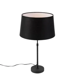 Tischlampe schwarz mit Leinenschirm schwarz 35 cm verstellbar - Parte