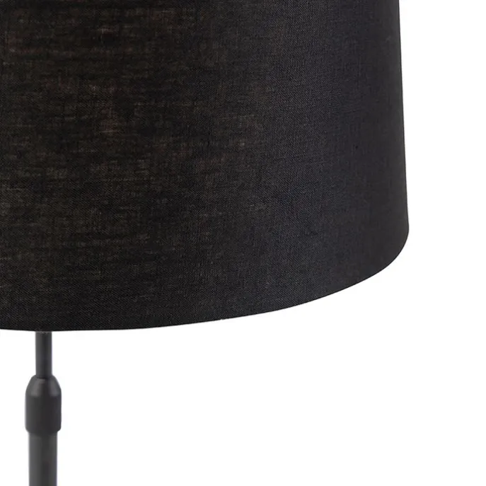 Tischlampe schwarz mit Leinenschirm schwarz 35 cm verstellbar - Parte