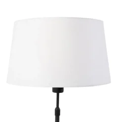 Tischlampe schwarz mit Leinenschirm weiß 35 cm verstellbar - Parte