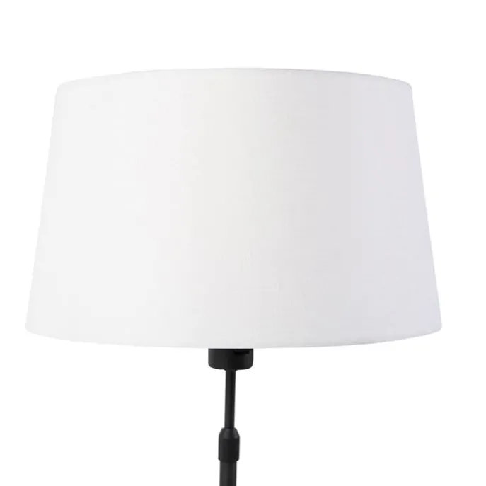 Tischlampe schwarz mit Leinenschirm weiß 35 cm verstellbar - Parte