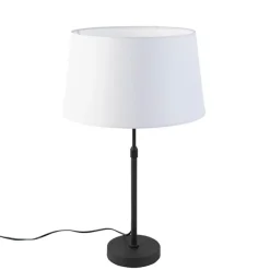 Tischlampe schwarz mit Leinenschirm weiß 35 cm verstellbar - Parte