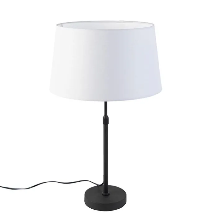 Tischlampe schwarz mit Leinenschirm weiß 35 cm verstellbar - Parte