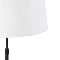 Tischlampe schwarz mit Leinenschirm weiß 35 cm verstellbar - Parte