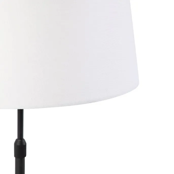 Tischlampe schwarz mit Leinenschirm weiß 35 cm verstellbar - Parte