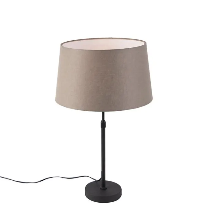 Tischlampe schwarz mit Leinenschirm taupe 35 cm verstellbar - Parte