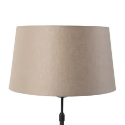Tischlampe schwarz mit Leinenschirm taupe 35 cm verstellbar - Parte