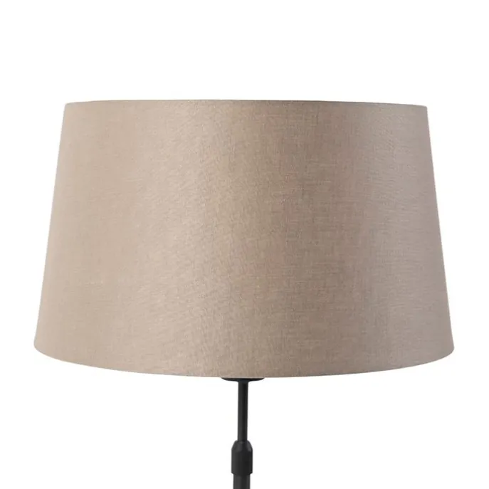 Tischlampe schwarz mit Leinenschirm taupe 35 cm verstellbar - Parte