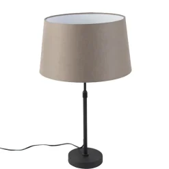 Tischlampe schwarz mit Leinenschirm taupe 35 cm verstellbar - Parte
