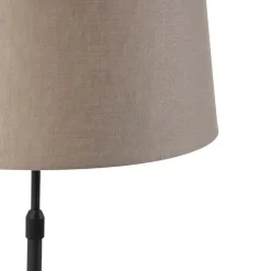 Tischlampe schwarz mit Leinenschirm taupe 35 cm verstellbar - Parte