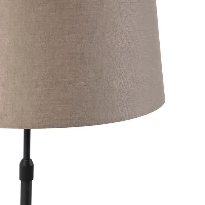 Tischlampe schwarz mit Leinenschirm taupe 35 cm verstellbar - Parte