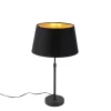 Tischlampe schwarz mit Schirm schwarz mit Gold 35 cm - Parte