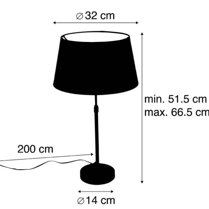 Tischlampe schwarz mit Schirm schwarz mit Gold 35 cm - Parte