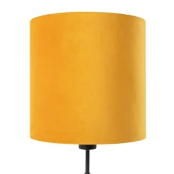 Tischlampe schwarz mit Veloursschirm gelb mit Gold 25 cm - Parte