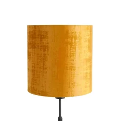 Tischlampe schwarz Samtschirm Gold 25 cm verstellbar - Parte