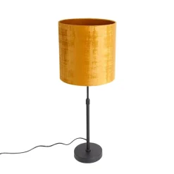 Tischlampe schwarz Samtschirm Gold 25 cm verstellbar - Parte