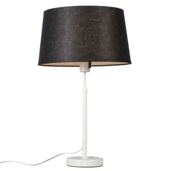 Tischlampe weiß mit Schirm schwarz 35 cm verstellbar - Parte
