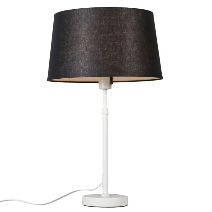 Tischlampe weiß mit Schirm schwarz 35 cm verstellbar - Parte