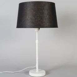 Tischlampe weiß mit Schirm schwarz 35 cm verstellbar - Parte
