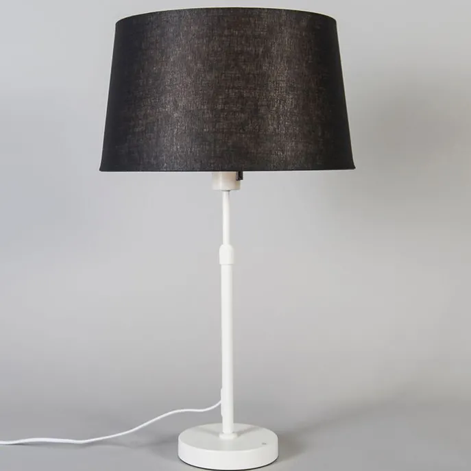 Tischlampe weiß mit Schirm schwarz 35 cm verstellbar - Parte
