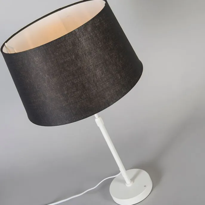 Tischlampe weiß mit Schirm schwarz 35 cm verstellbar - Parte
