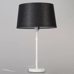 Tischlampe weiß mit Schirm schwarz 35 cm verstellbar - Parte